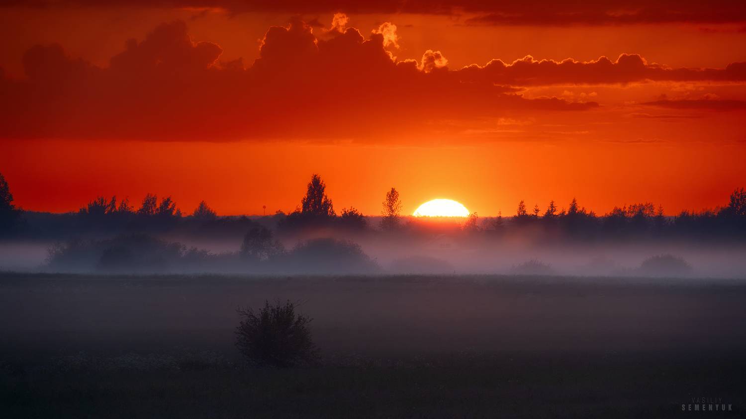 закат, поля, туман, лето, солнце, гроза, Семенюк Василий