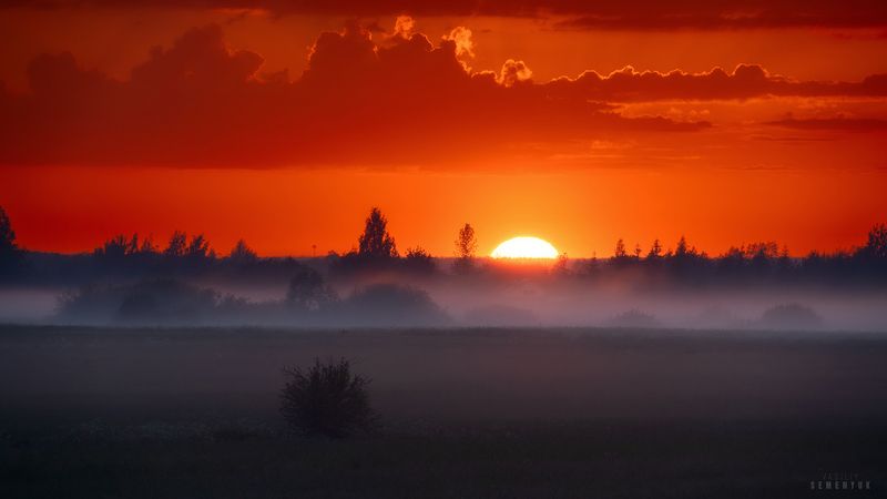 закат, поля, туман, лето, солнце, гроза После грозы фото превью