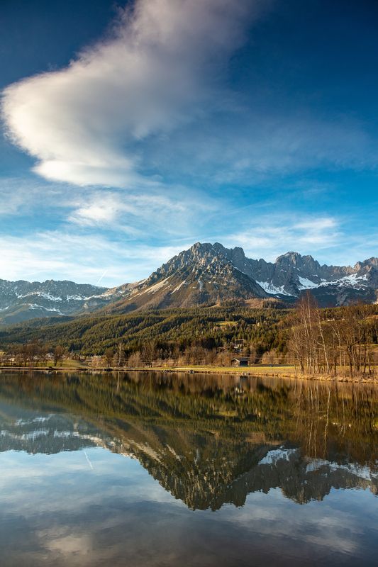 alps, mountains, austria, autumn, see, lake, mirror lake фото превью