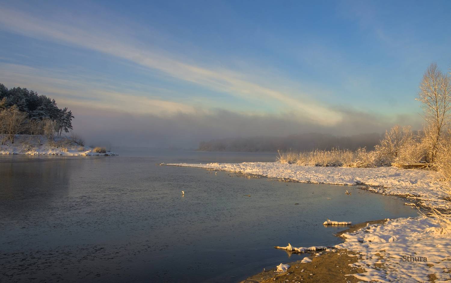 весна утро туман снег природа пейзож, Александр Строков