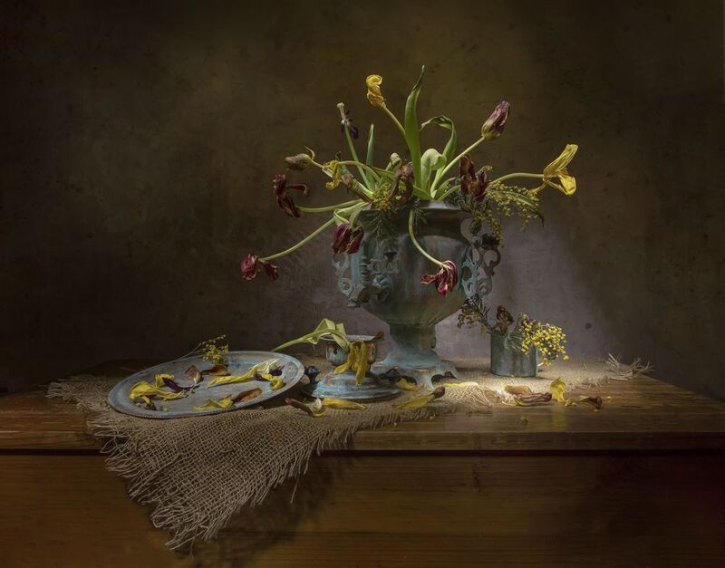 натюрморт, самовар, тюльпаны, мимоза Застывшие в танце... фото превью