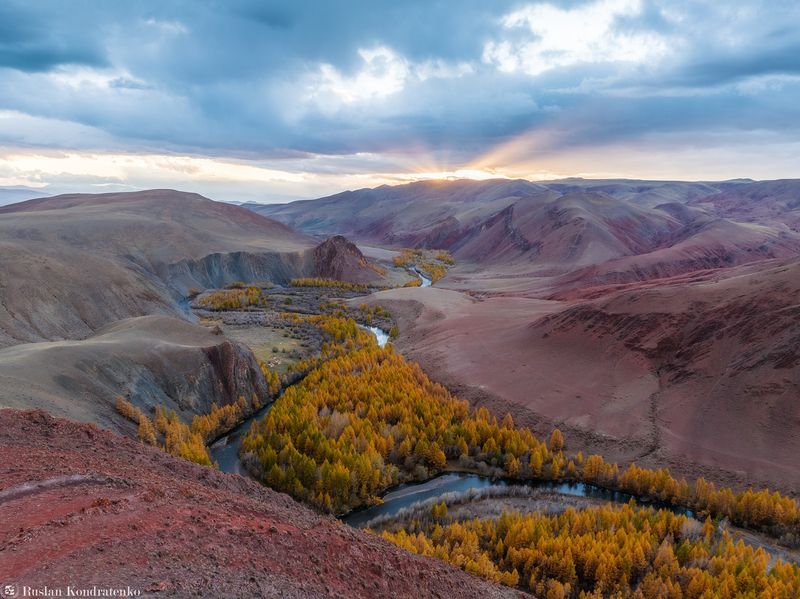 алтай, горный алтай, осень, долина реки кызылшин, кызылшин, кокоря Долина реки Кызылшин фото превью