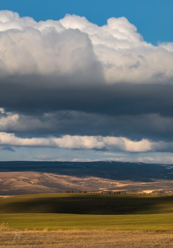 ставропольский край, ставрополье, холм, поле, поля, холмистый, облака, кучевые, облачность, тучи, белый, атмосфера, весна, облачно, степь, степное, март, апрель, весеннее, Облачные картины фото превью