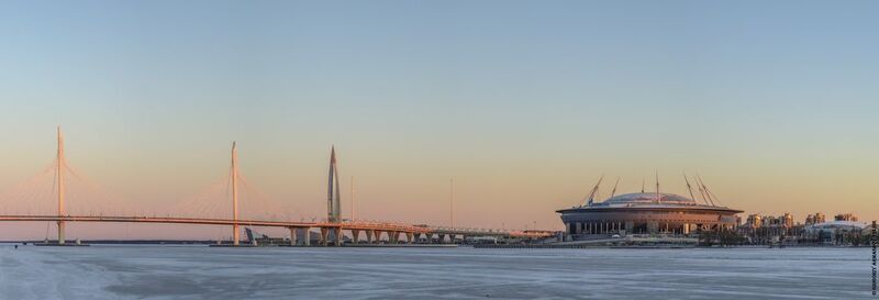 санкт-петербург, панорама, мост, утро, город Вантовый мост ЗСД фото превью