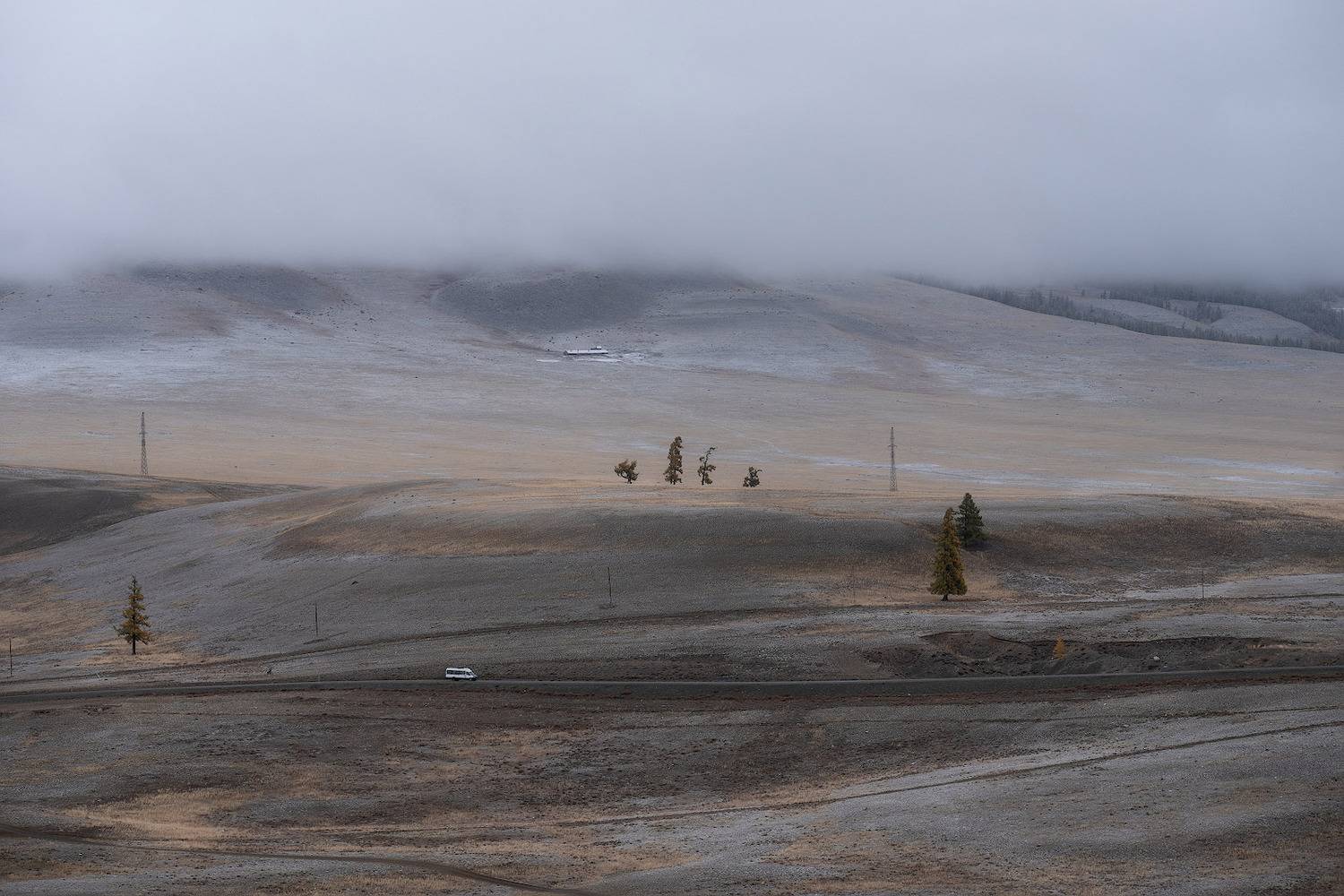 altay, autumn, landscape, topview, foggy, misty, road, Алексей Вымятнин