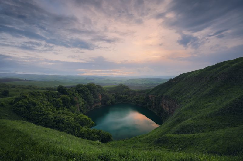 природа, пейзаж, озеро шадхурей, кавказ, закат Омут фото превью