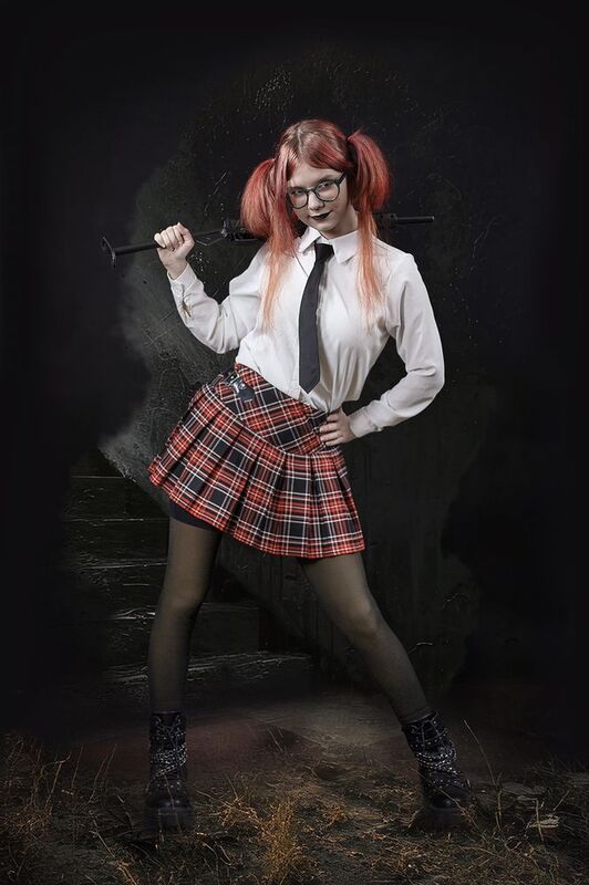 школьница, девочка, пистолет-пулемет, sten Школьница... фото превью