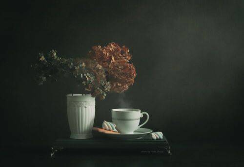 Горячий кофе и сухоцветы