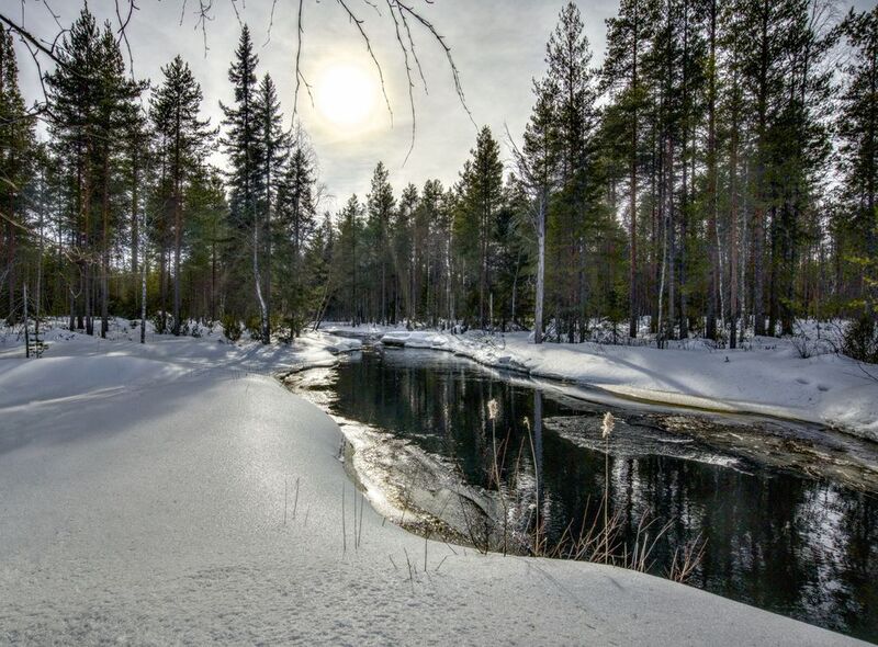 снег весна река карелия март Солнечная речка фото превью