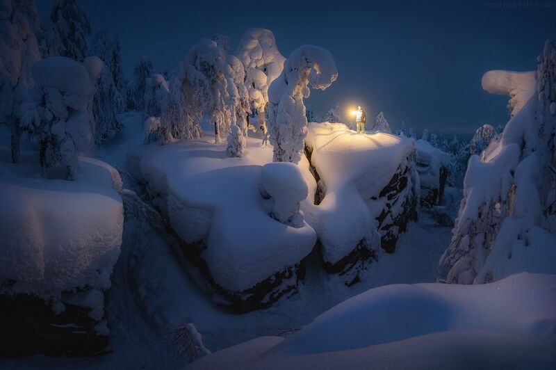 пермский край, зима, фототур Ночь в Каменном городе фото превью