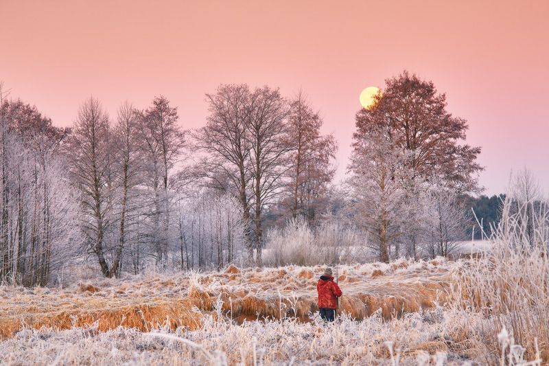 беларусь, весна, вода, западная березина, иней, луна, март, рассвет, река, рыбалка, туман, утро Рыбалка под луной фото превью