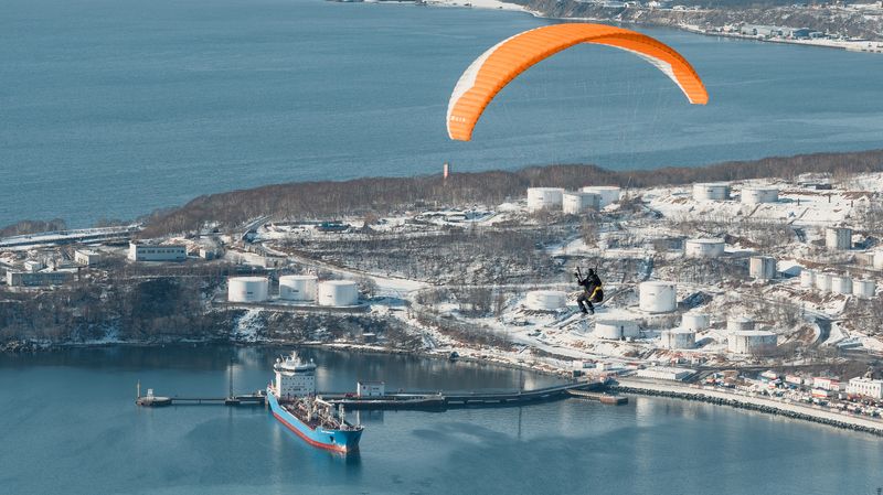 авача, камчатка, параплан, в полёте, парашют, пейзаж, спорт Над Авачей фото превью