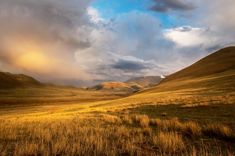 сайлюгемский национальный парк, горный алтай, алтай, закат, радуга Радужный вечер фото превью