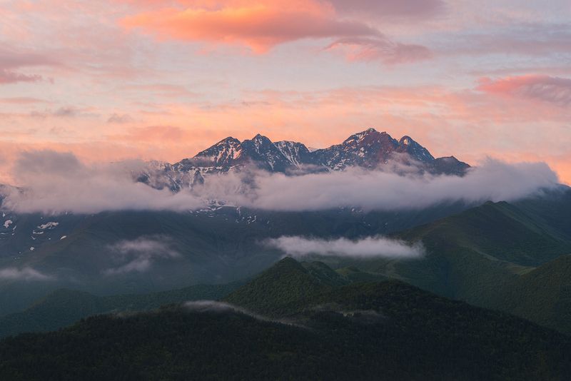 ингушетия, природа, кавказ, горы Утро на перевале Цей Лоам фото превью