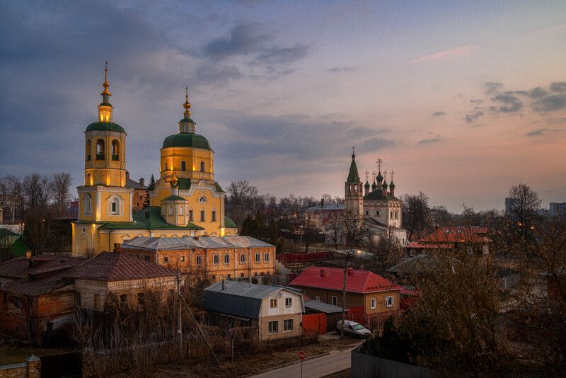 серпухов, церковь, рассвет, подмосковье Ильинская и Троицкая церкви в Серпухове фото превью