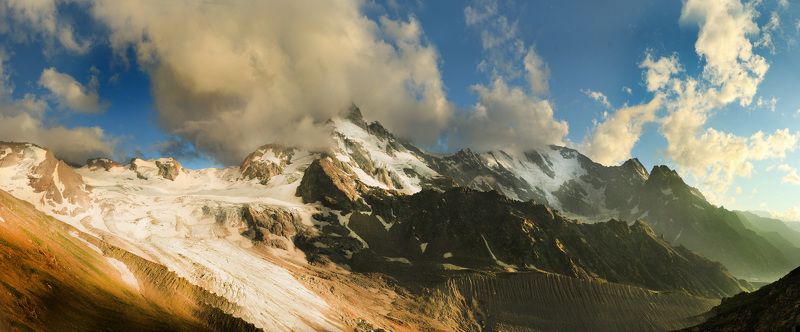 Кавказ, закат, солнце, облака Ущелье Адыл Су фото превью