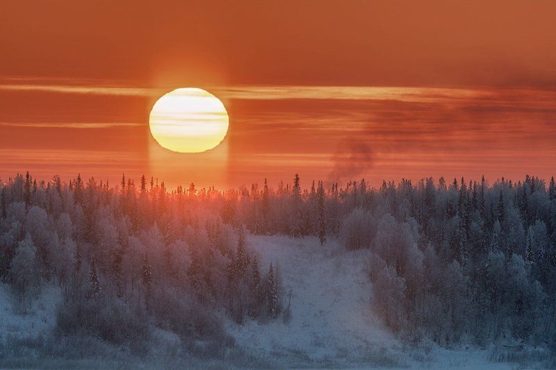 Осенний закат над Печорой фото превью