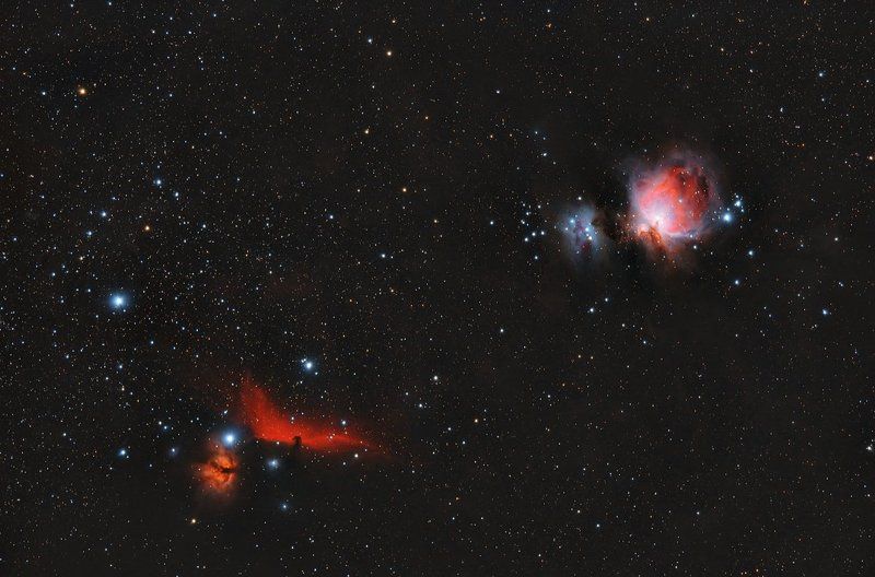 barnard 33, m42, m43, альнилам, альнитак, бегущий человек, конская голова Туманность Конская Голова, Пламенная, Бегущий человек, M42, M43. фото превью