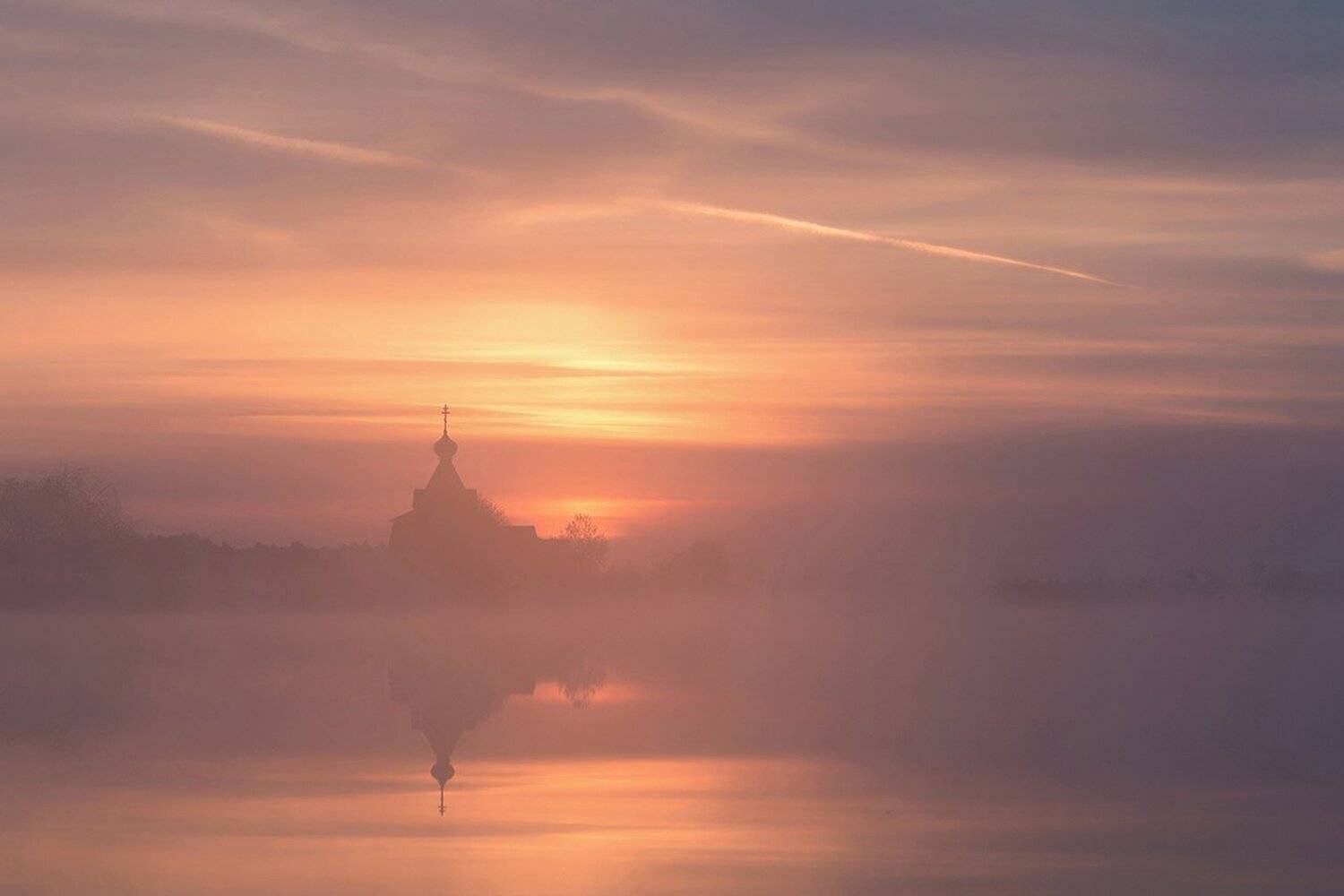 озеро монастырь купель рассвет туман , Алексей А.