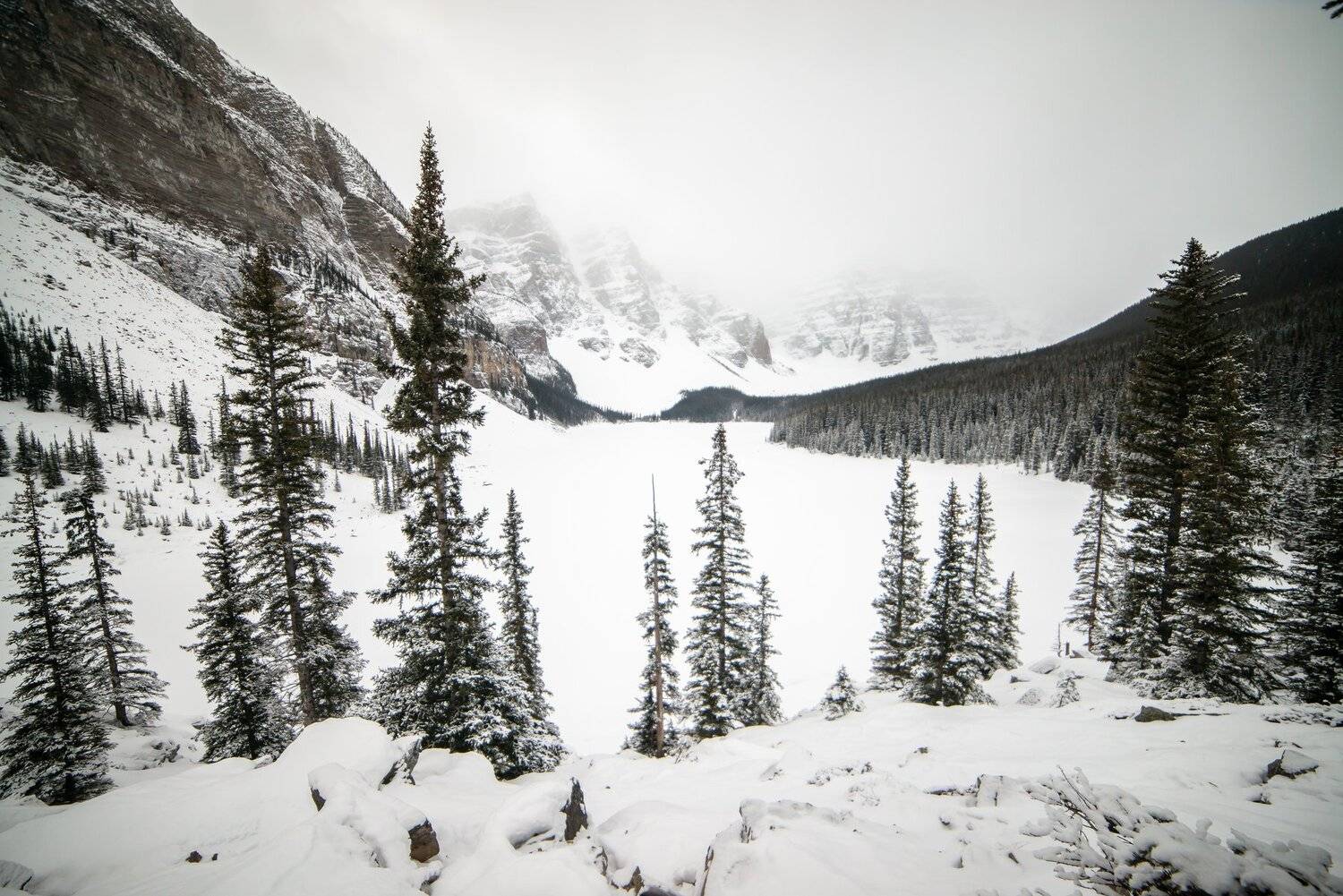 Канада, Альберта, банф, Морейн, зима, снег, пейзаж, озеро, лед, горы, Денис Семенов