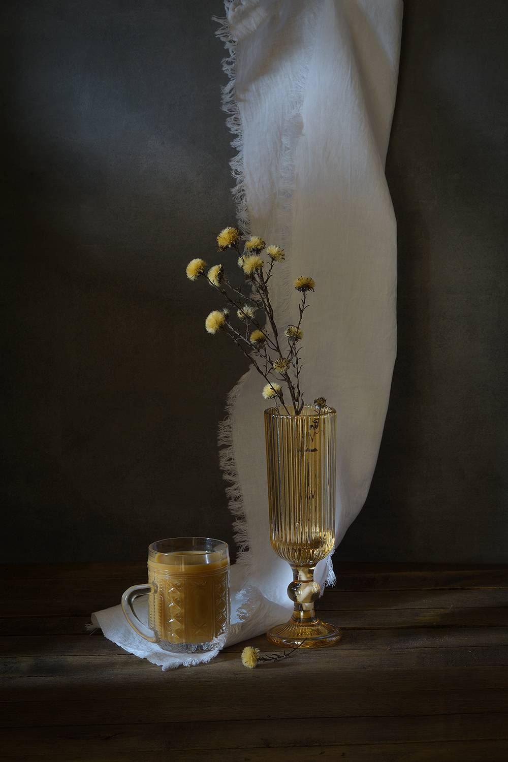 кружка, стеклянный, кофе, фужер для шампанского, сухоцветы, драпировка, Алексей Бычков