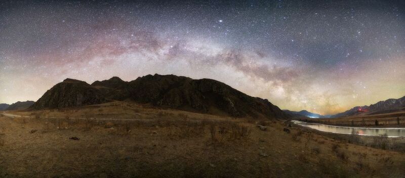 млечный путь, горный алтай, катунь, ночь Звёздный водопад фото превью