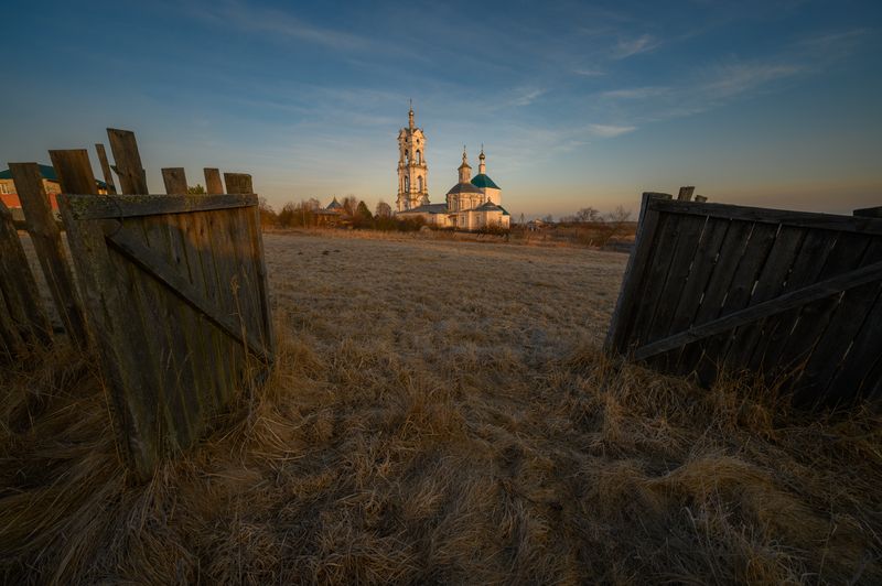 россия, погост, весна, рязанская область, храм, церковь, православие, село, утро, восход, рассвет Восход фото превью