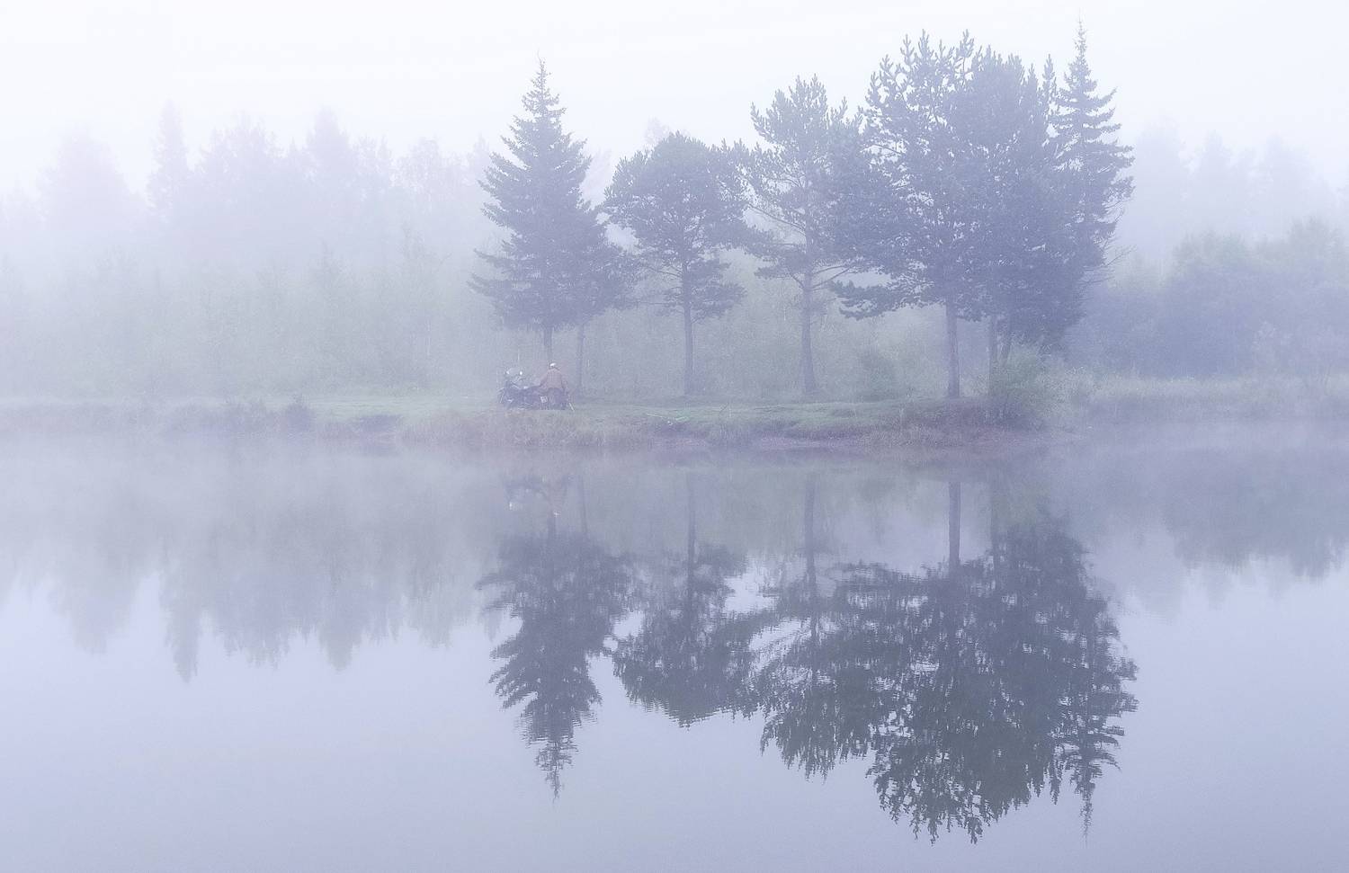 утро, сибирь, рыбак, мотоцикл, туман, озеро, Фомина Марина