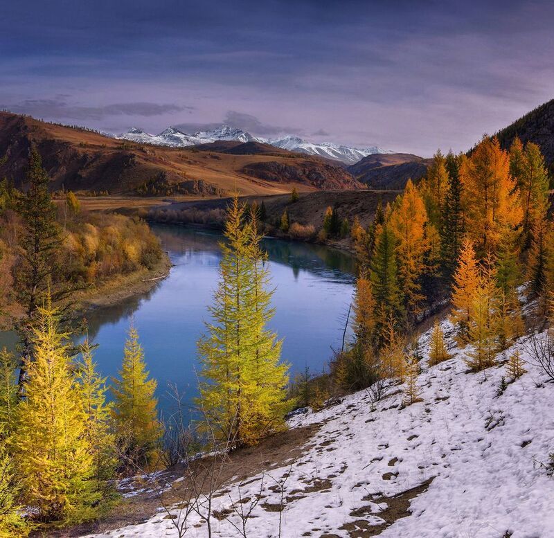 алтай, сибирь, чуйский тракт, дорога, снег, трасса, осень, река, чуя, валерий чичкин Чуя осенняя фото превью
