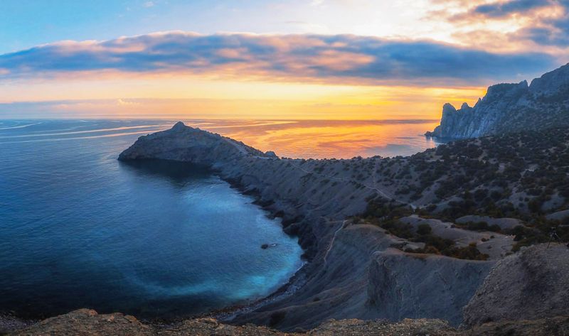 закат, море, крым, панорама Закат над морем фото превью