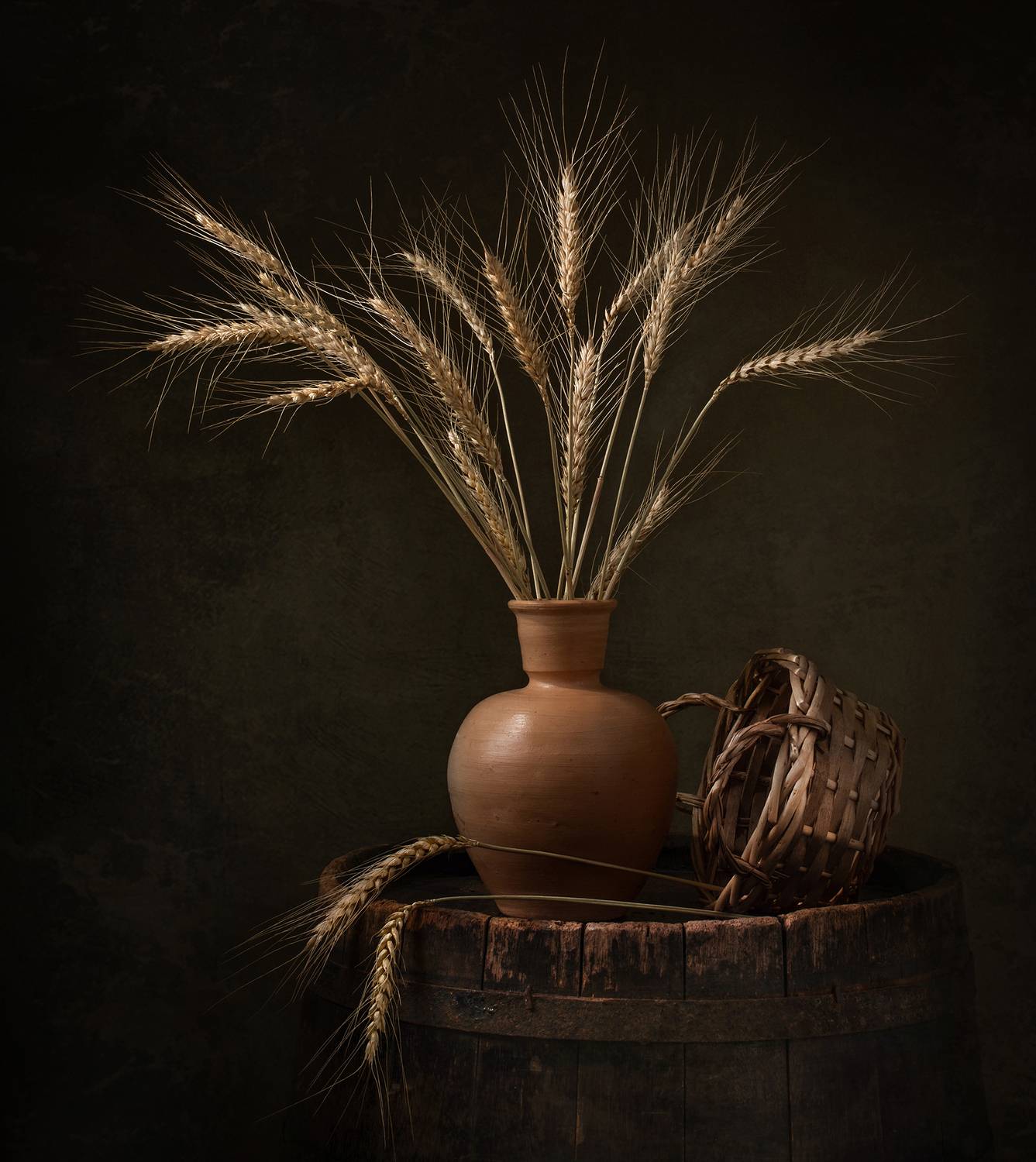 still life, Wheat, light, shadow, barrel, Maria Margareth Perfoncio