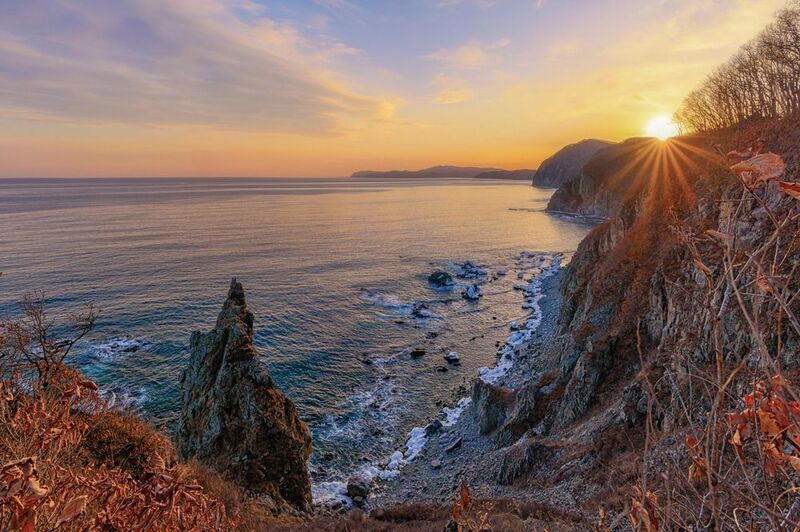 зима, море, закат, 2-е лангоу Закат над 2-м Лангоу фото превью