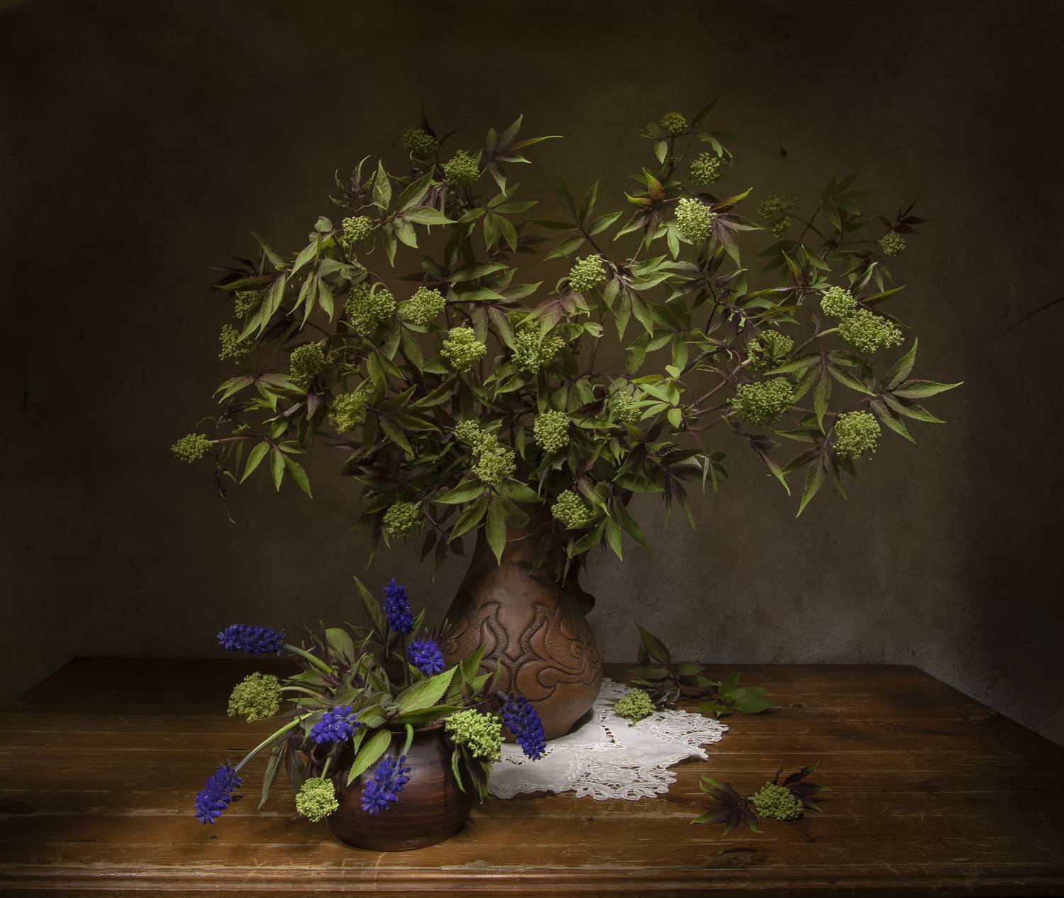 натюрморт, бузина, мускари, Татьяна Феденкова