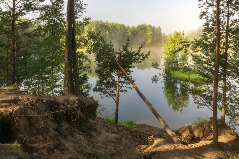 Утро на озере фото превью
