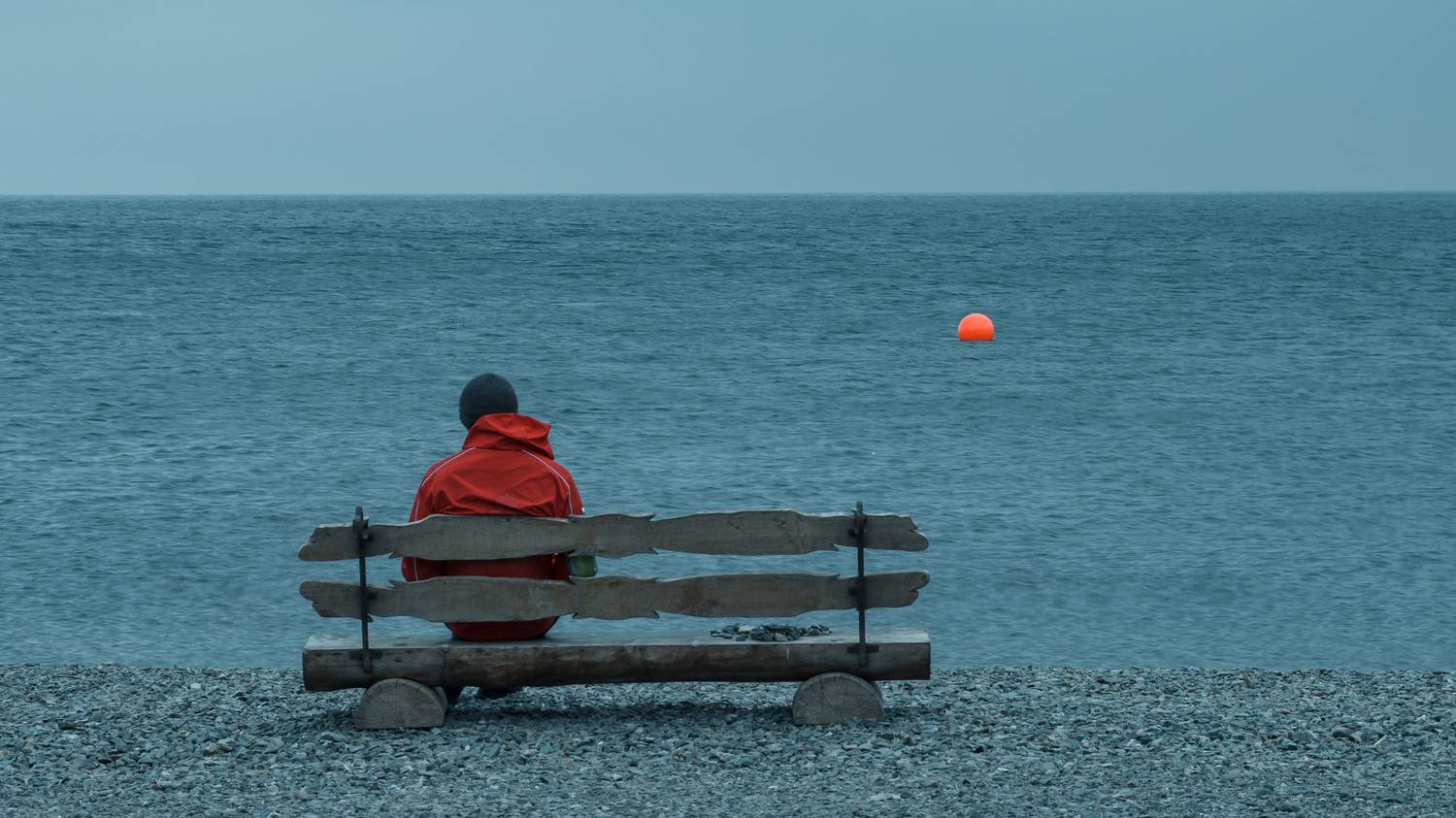 кино, одиночество, океан, мысли, красный, Vladimir goiiiguk