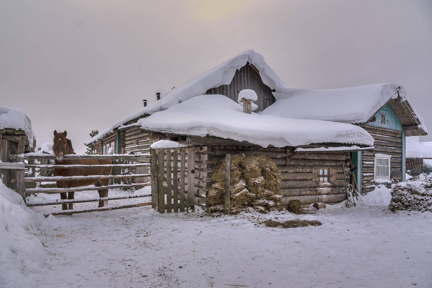 зима, деревня, утро, амбар, баня, Гармашов Сергей