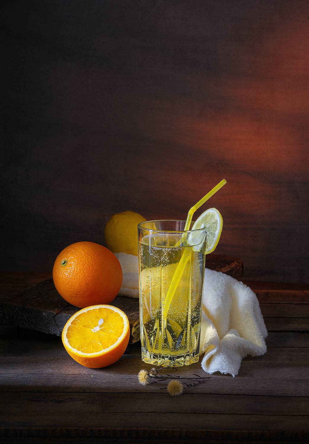 апельсин, лимон, цитрусовые, стакан, сок, трубочка, Алексей Бычков