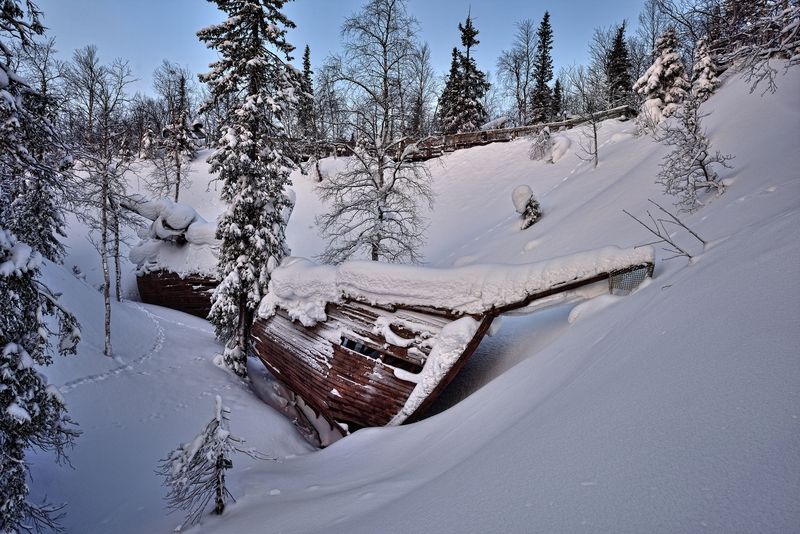 кольский, хибины, зима, горы, лес, снег, арктика (Рояль в кустах) Корабль в лесу фото превью