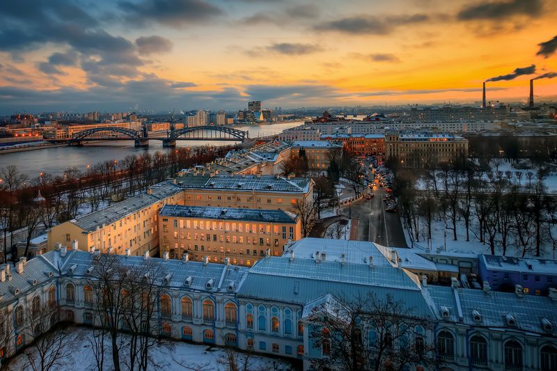 город архитектура река мост петербург Вечерний Петербург фото превью