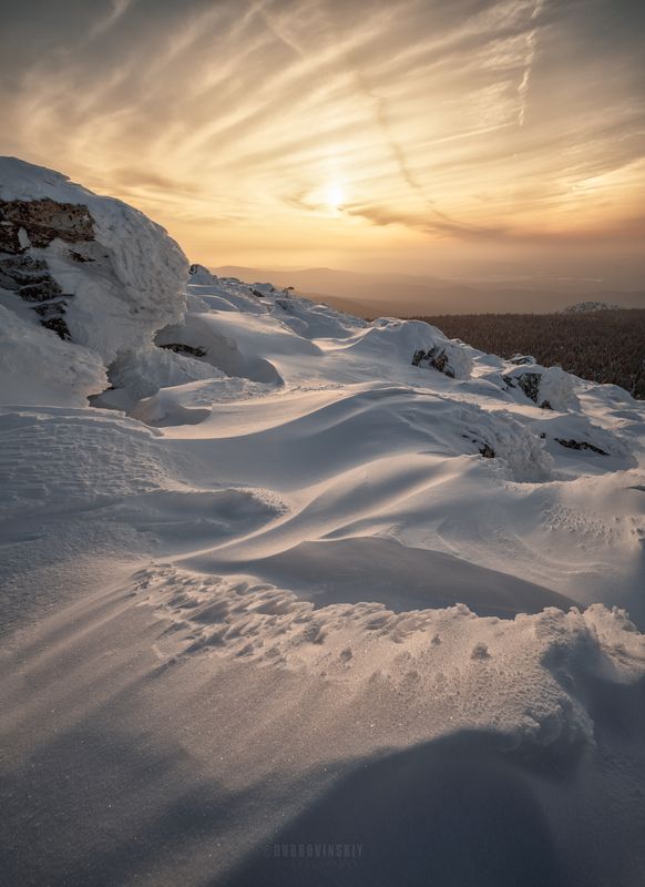 таганай, южный урал, снег, закат, мороз *** фото превью