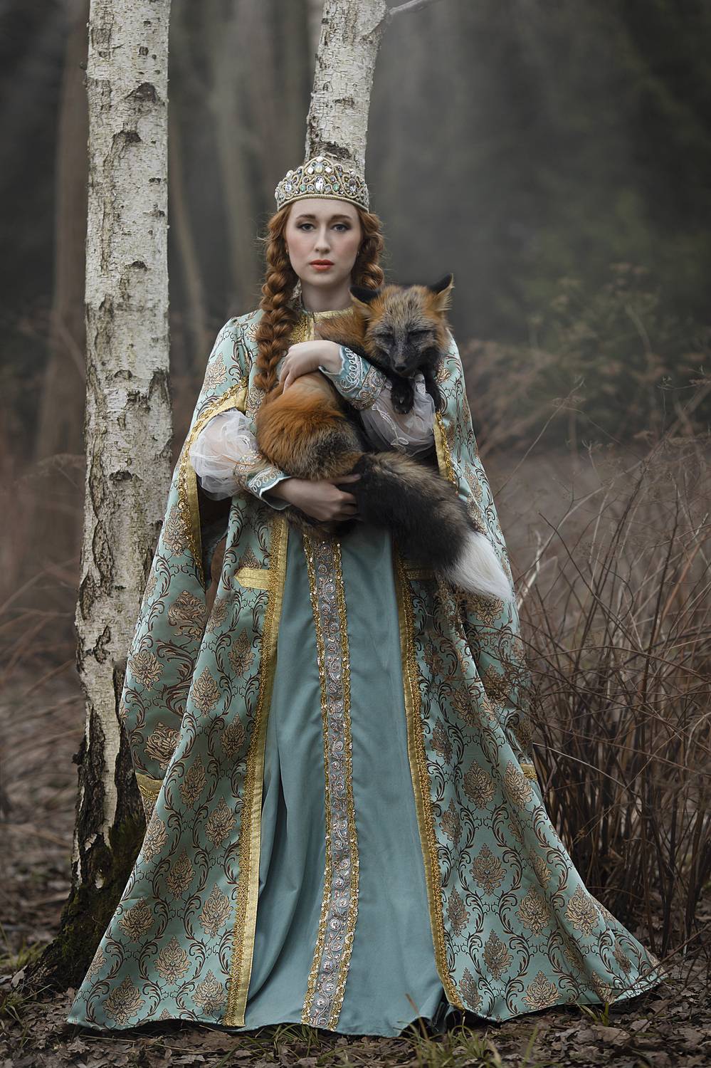 сказка, лиса, девушка, русский костюм, Князева Ольга