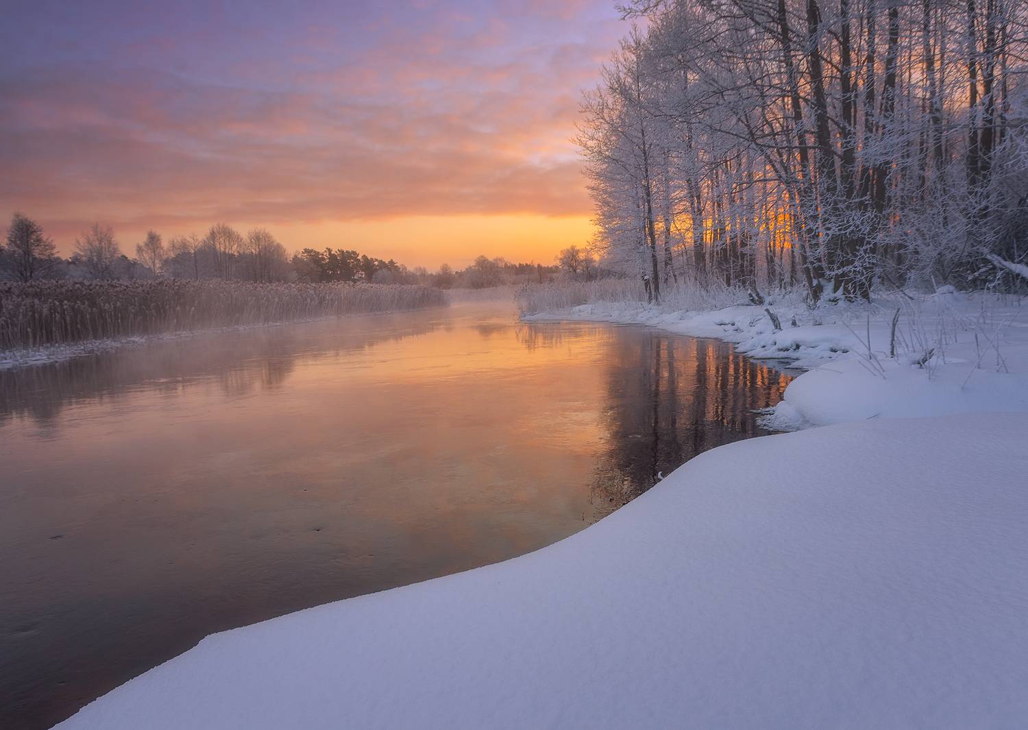 утро рассвет мороз река, Andrew Kuzmin
