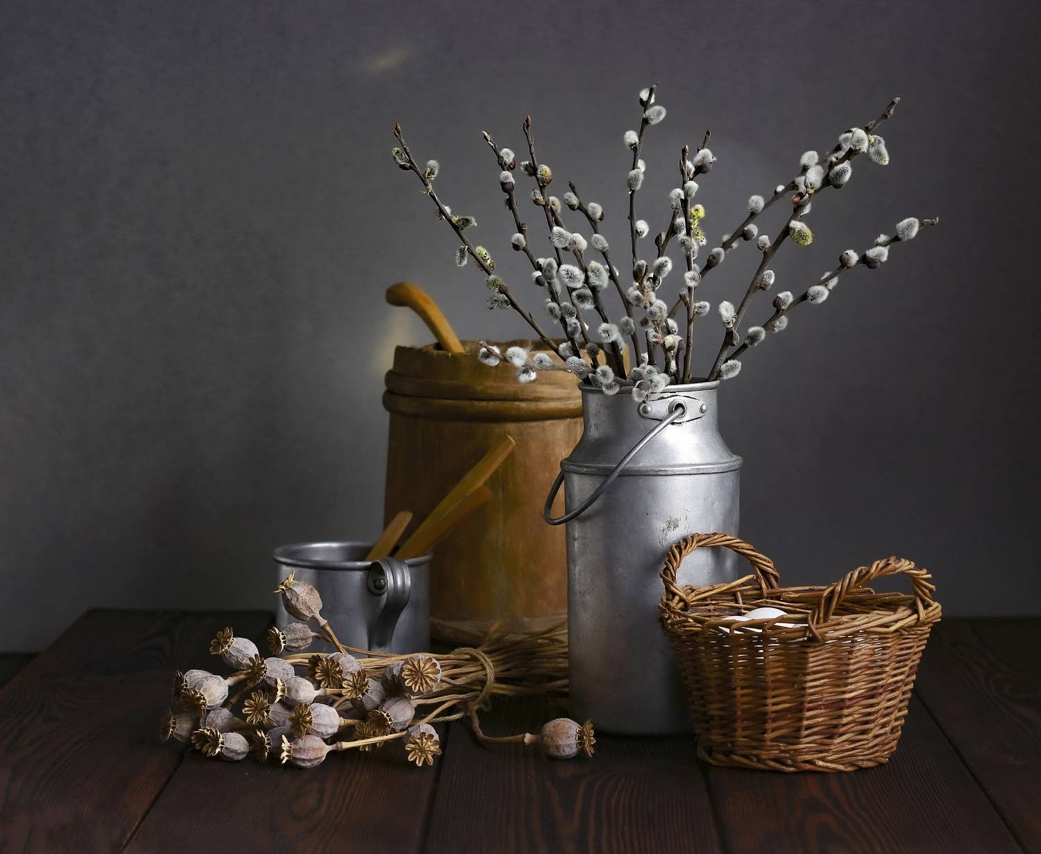 натюрморт, фотонатюрморт, still life, stillifefoto, весна, верба, мак, ретро, наталья-казанцева, Наталья Казанцева