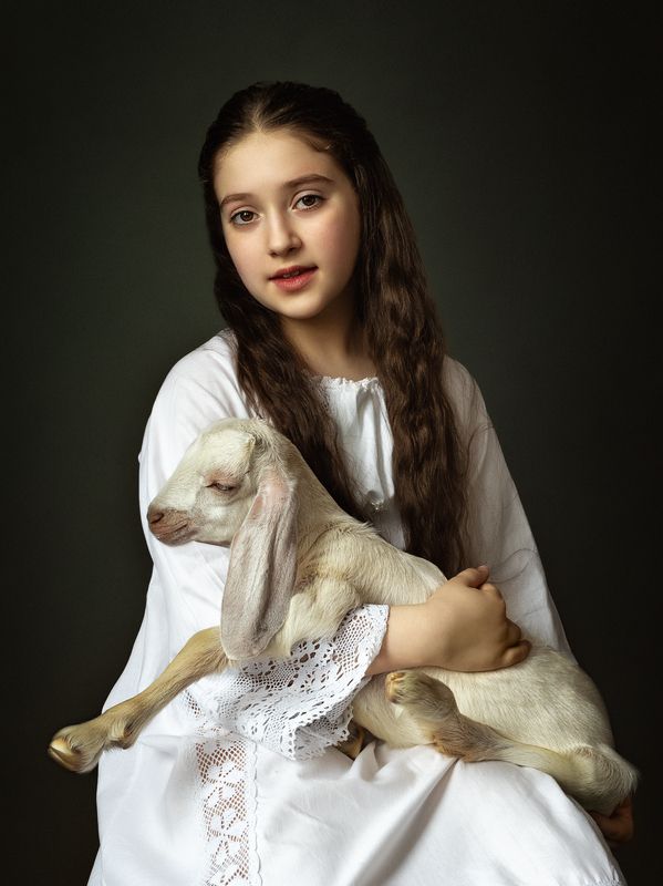 девочка с козочкой Утренни фото превью