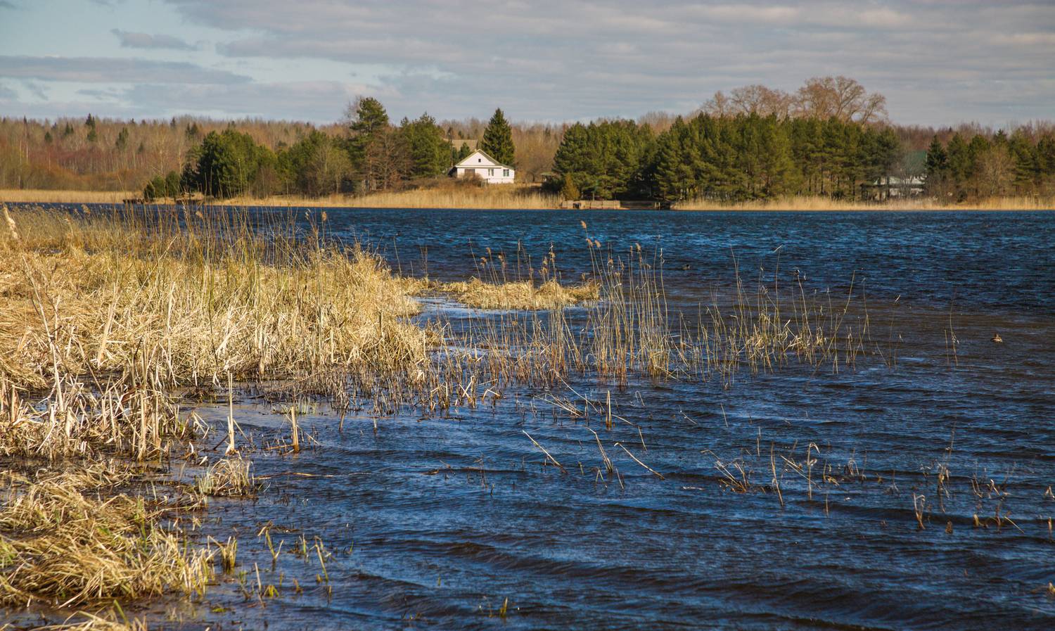 озеро, пейзаж, облака, отражение, утро, весна, Мурзинов Виктор