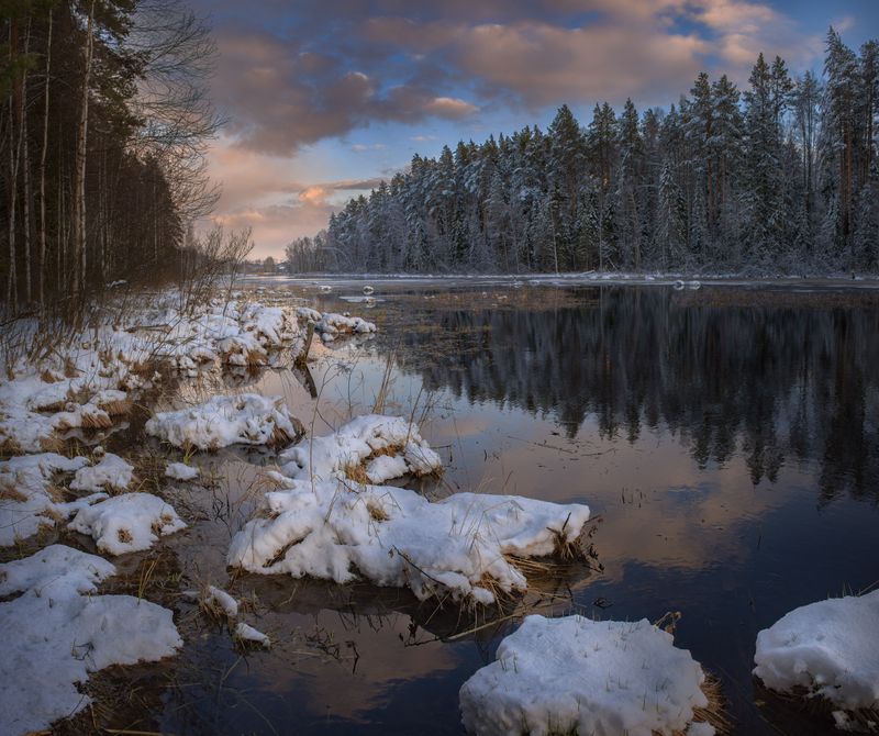 апрель вечер снег половодье речка суходол вязниковский В вечернем свете фото превью