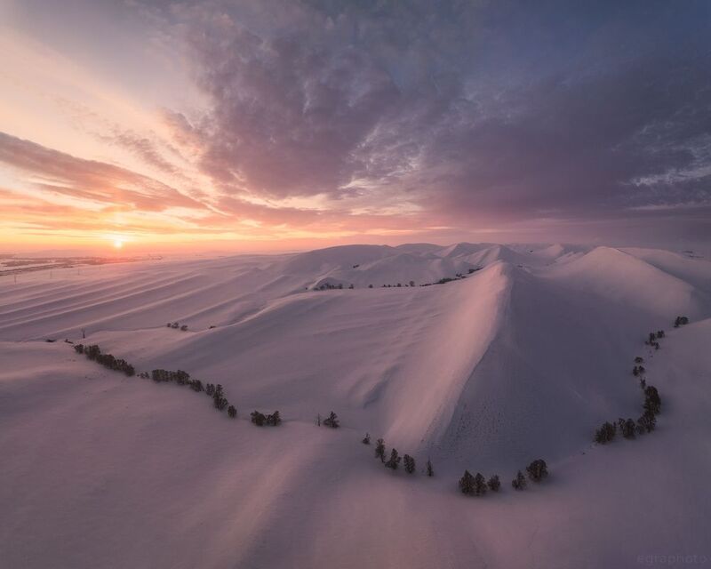 долгие горы, оренбургская область, урал, россия Долгие горы в вечерней заре фото превью