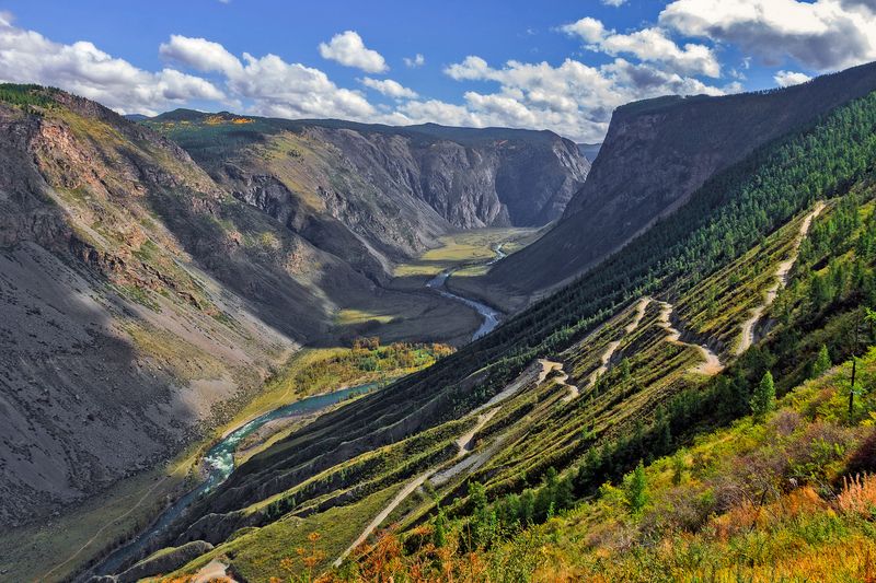 Перевал Кату-Ярык , спуск в долину Чулышмана. фото превью