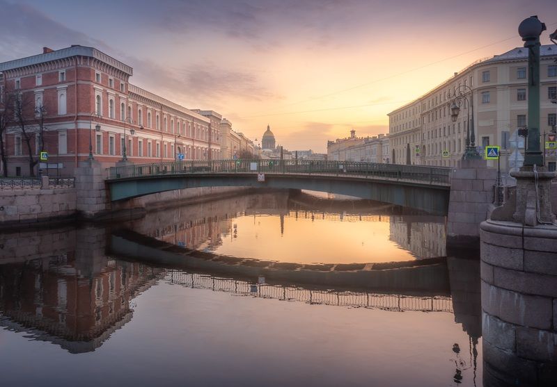 город, рассвет, весна, река, утро, мост, санкт-петербург Весенний рассвет у Краснофлотского моста… фото превью