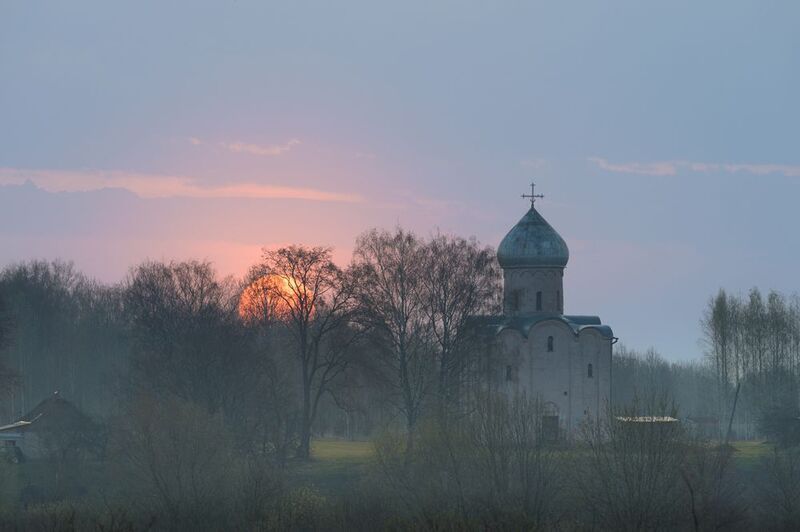 новгородская область, рассвет, спас-нередицы, На Пасху фото превью
